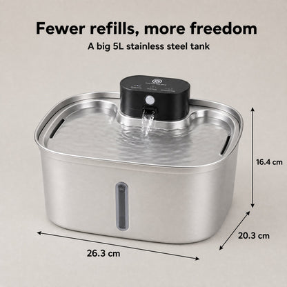 Cat water fountain size: 26.3 cm wide, 20.3 cm deep and 16.4 cm high