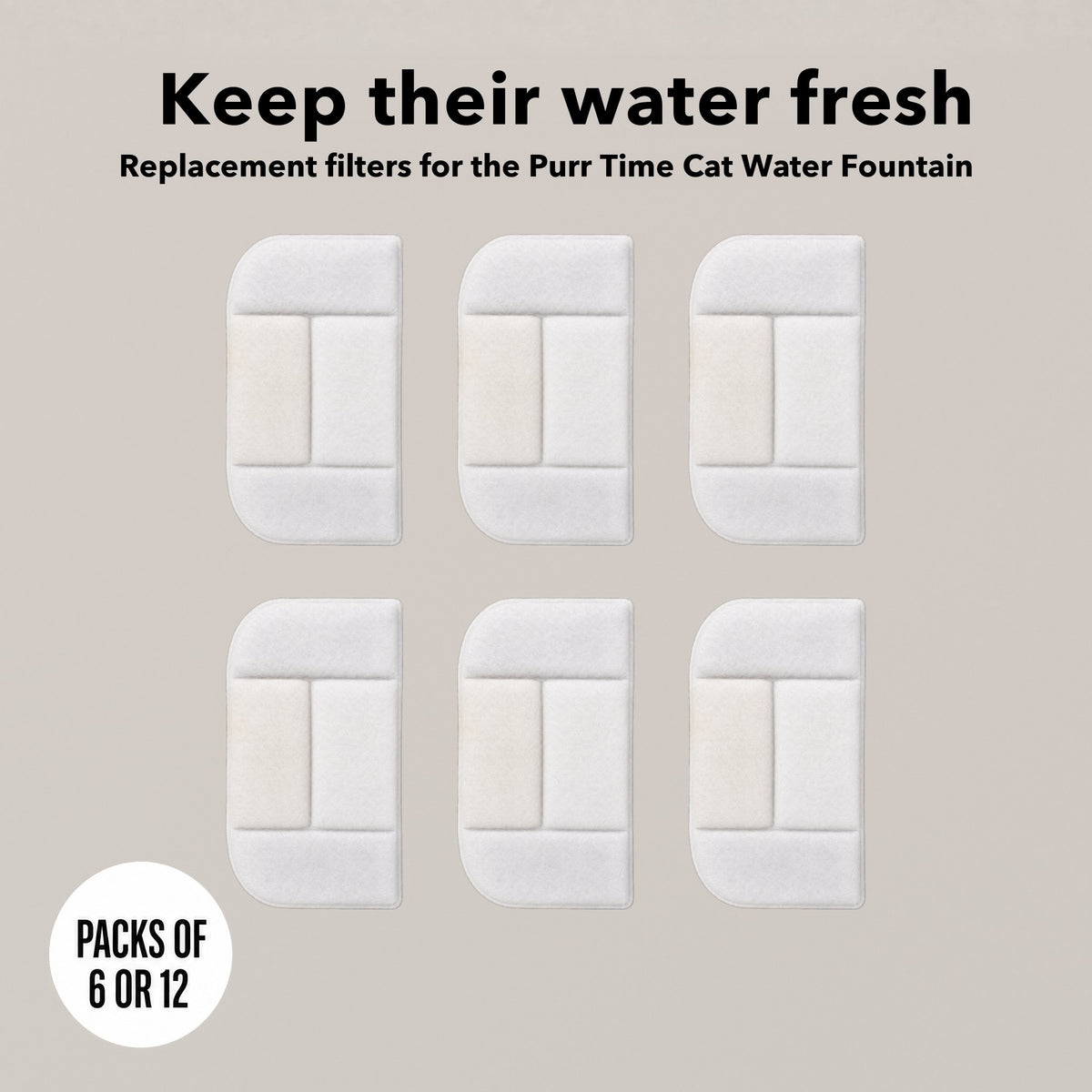 Six Purr Time replacement filters for the Cat Water Fountain